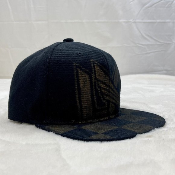 LAFC Snapback Cap Hat Black with Yellow Logo and Checkerboard Pattern - Picture 2 of 10